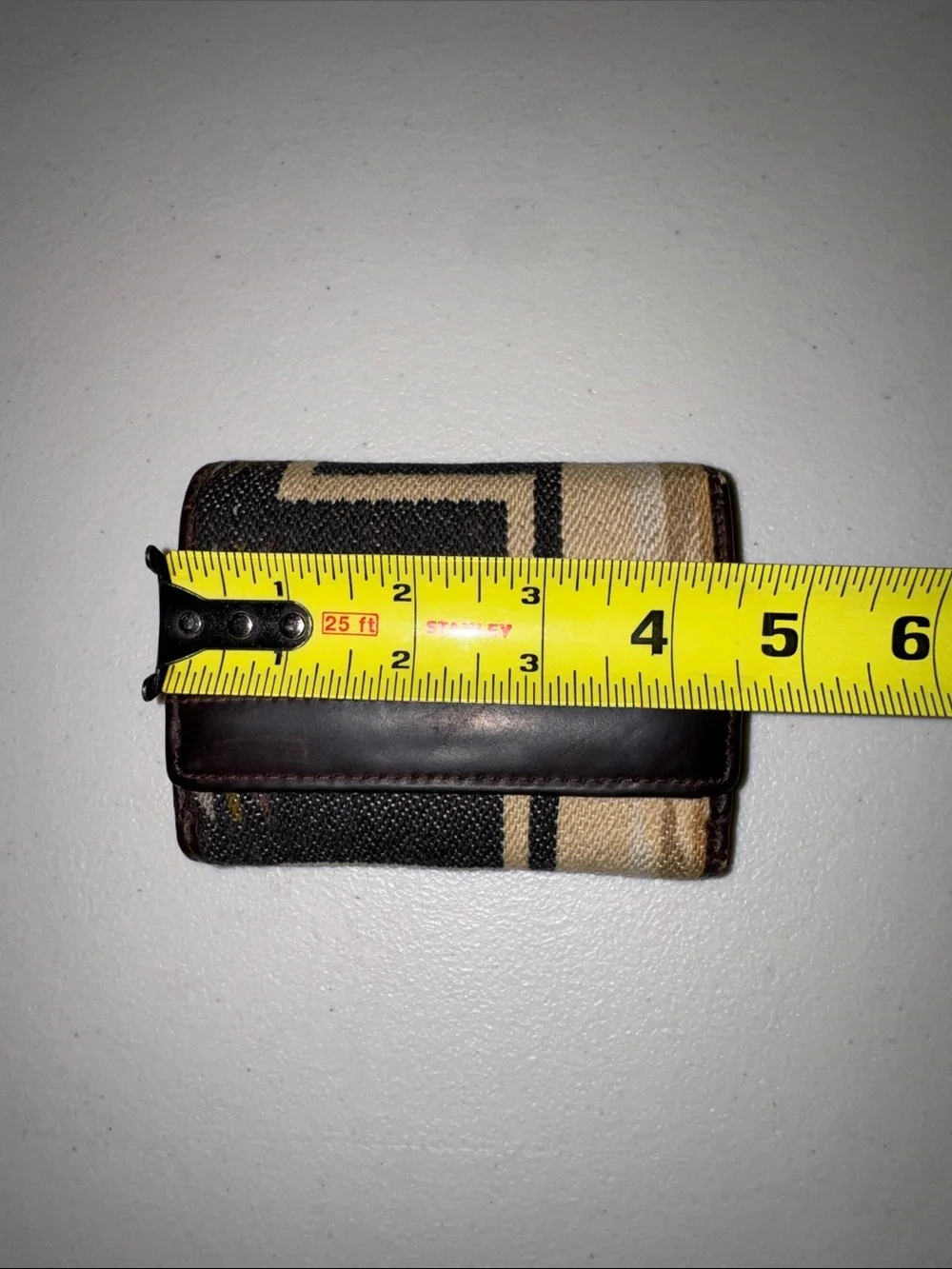 Pendleton Canvas and Leather Trifold Wallet in Beige, Black and Brown